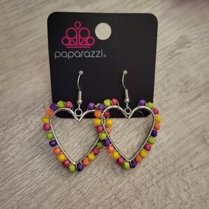 Paparazzi Colorful Beaded Heart Earrings